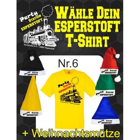 T-Shirt Esperstoft Yellow Nr. 6 mit Weihnachtsmütze